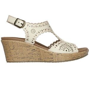 Skechers Cali Beverlee Easy To Adore Cut Out Off White Wedge Sandals Size 9.5